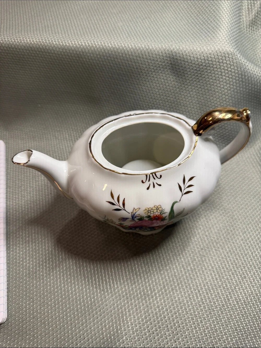 Vintage Japanese Classic Floral Porcelain Teapot with Gold Accents - No lid